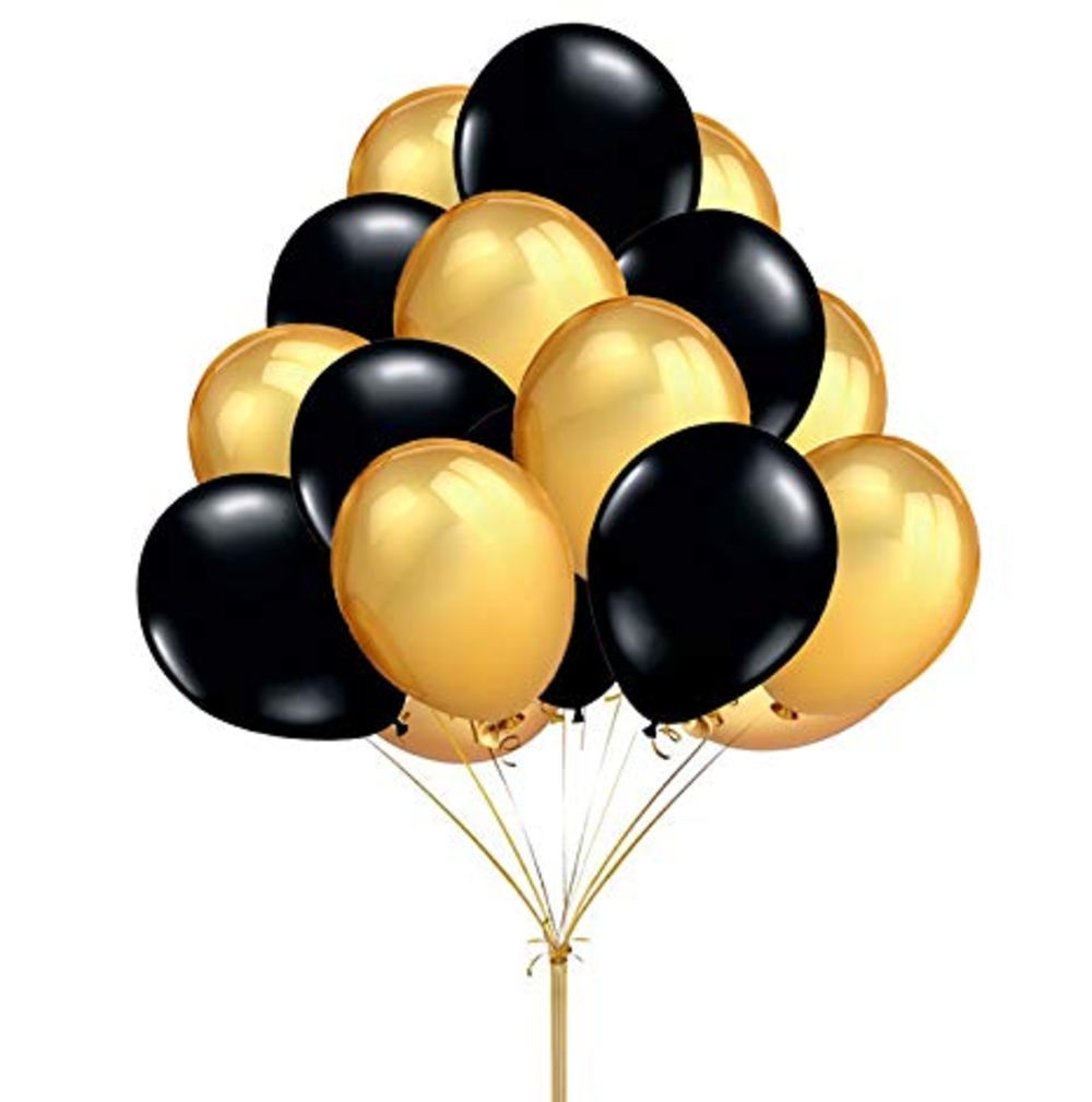 Black and Golden yellow Metallic Balloons