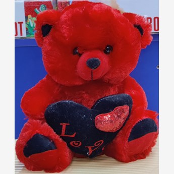 (30cm) Beautiful Red Teddy With Black Heart