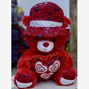 (40cm) Beautiful Red Teddy With Red Hat & Heart
