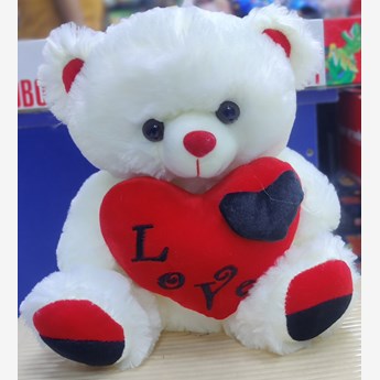 Beautiful White Teddy With Red Heart(30 cm)