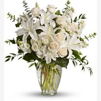 Elegant White Roses & Carnations Bouquet