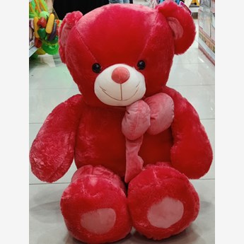 Red Teddy With Beautiful Red Ribbon (3 Feet)
