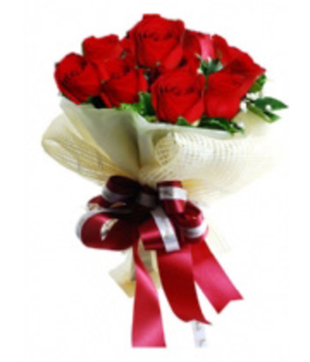 Bunch of 12 Red Roses with Net Packing