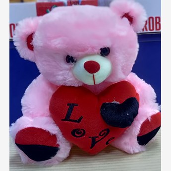 (30cm) Pink Teddy With Red Heart