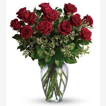 Vase with Red Roses