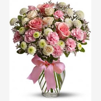 Mixed Roses With Vase