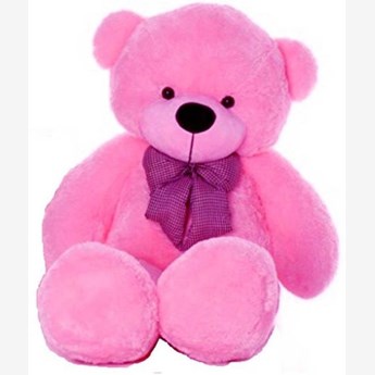 Pink Teddy With Purple Ribbon (3feet)